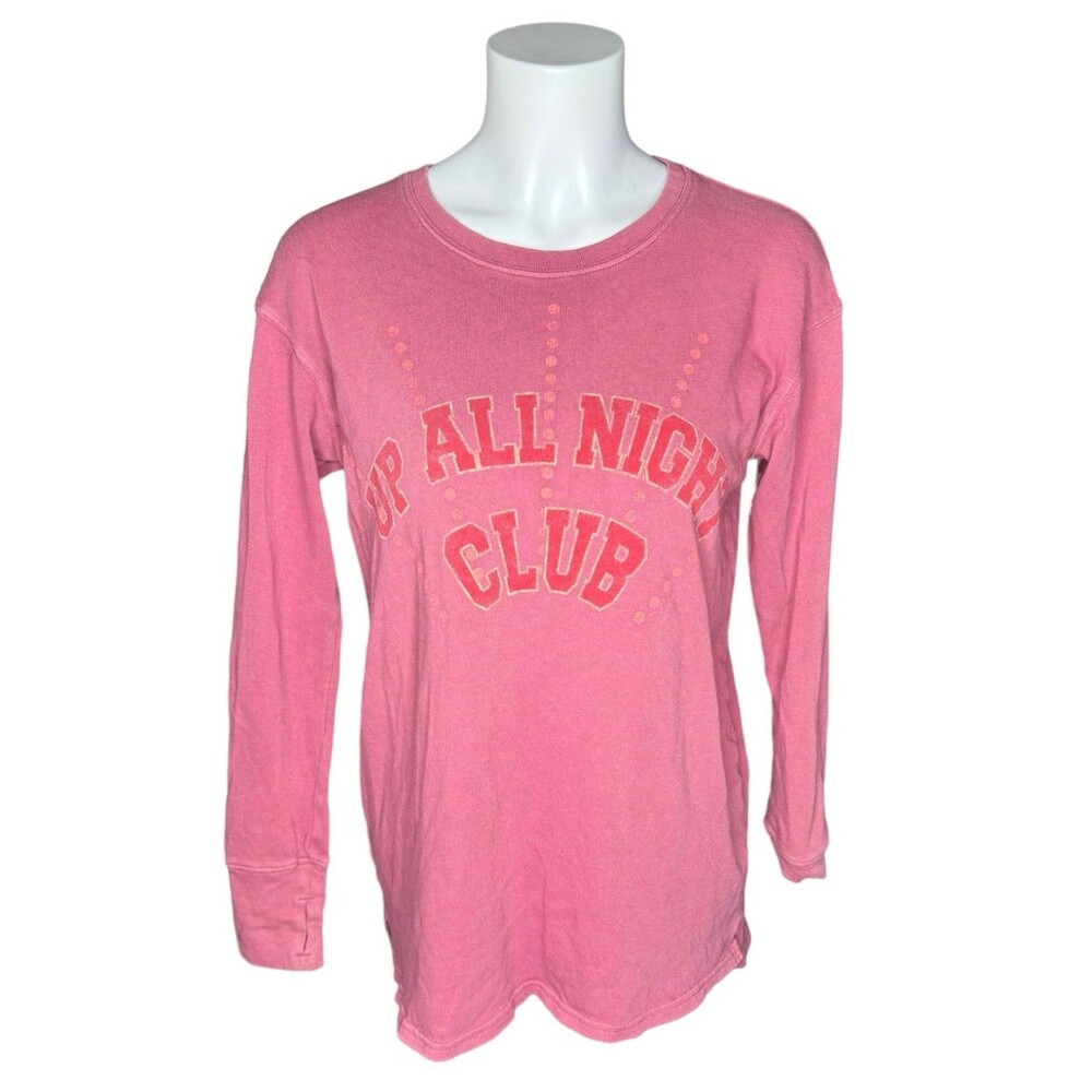 Offline by Aerie Long Sleeve Sweater T-Shirt Pink Up All Night Club Womens XXS